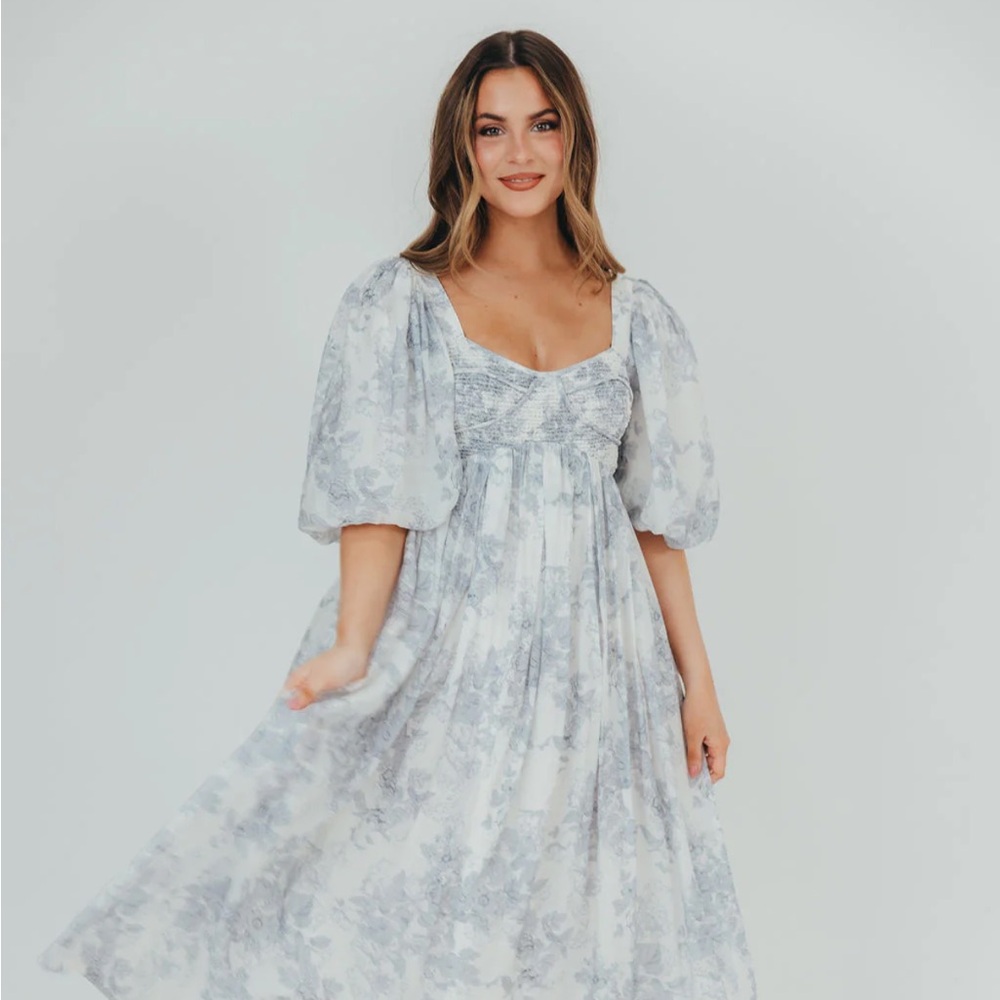 Worth Collective Harlow Maxi Dress in Light Blue Floral